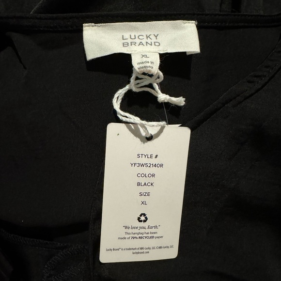 Lucky Brand Women's Flutter Sleeve Satin Tiered Midi Dress - Picture 16 of 16